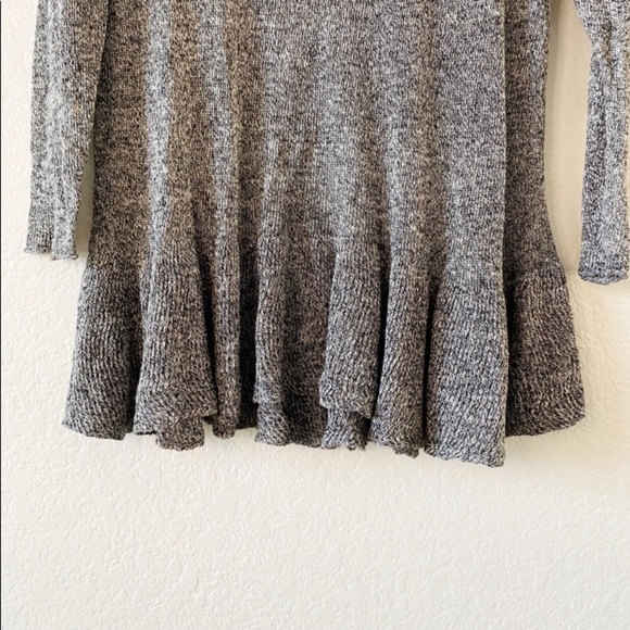 FREE PEOPLE Gray Ruffle Drop Hem Henley Blouse - Picture 5 of 6